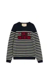 Valentino Garavani Crewneck Sweater With Bold Jacquard Motif In Black