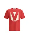 Valentino Crewneck Graphic Print T-shirt Logo In Red