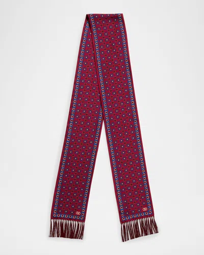 VALENTINO MEN'S MEDALLION VLOGO TWILL SCARF