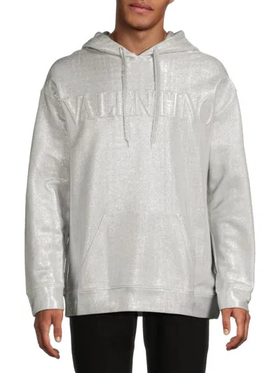 Valentino Men's Metallic Logo Cotton Hoodie