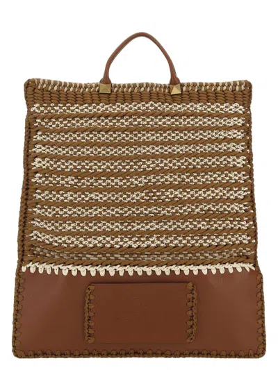 Valentino Garavani Men's Multicolor Crochet And Leather Shopping Bag | Xy2b0b39bha Color Ga1