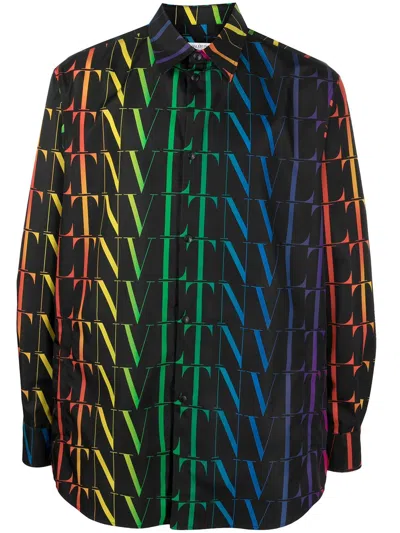 Valentino Men's Multicolored Designer Shirt Jacket In Tan