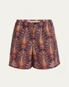 Valentino Garavani Printed Cotton Bermuda Shorts In Brown
