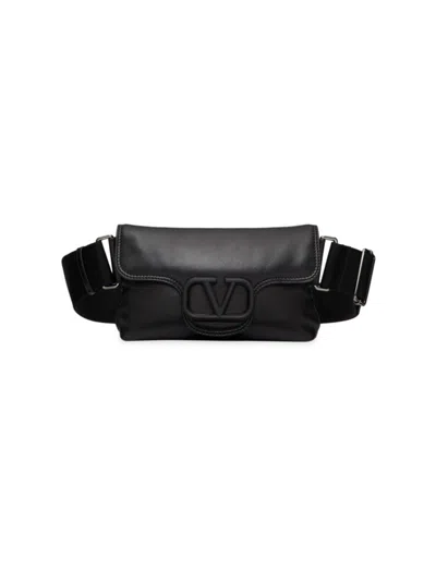 Valentino Garavani Men's Nappa Leather Crossbody Bag In Black
