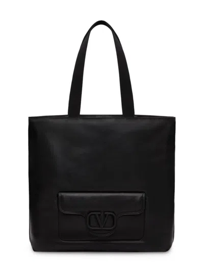 Valentino Garavani Men's Nappa Leather Shopper Bag In Black