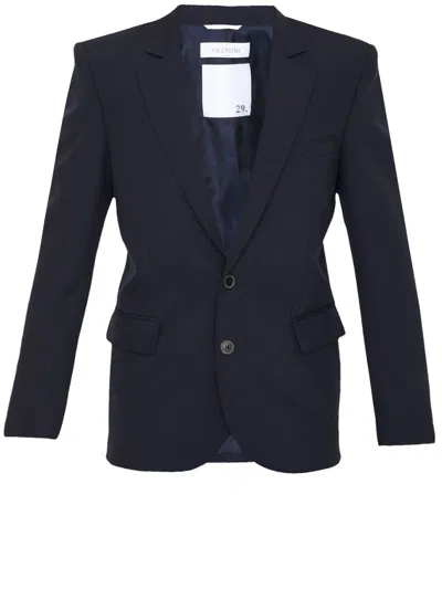 Valentino Men's Navy Single-breasted Jacket In Blue