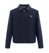 Valentino Virgin Wool V-detail Jacket In Blue