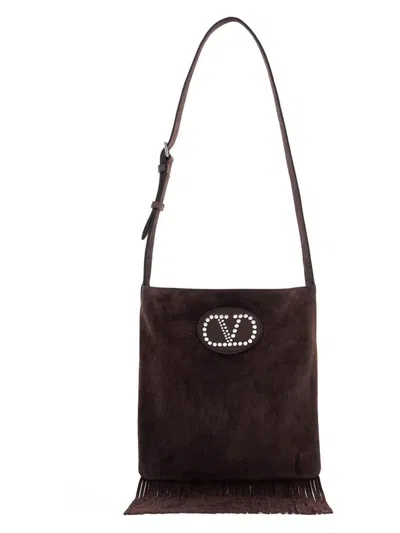 Valentino Garavani Men's Nellcã´te Dark Suede Bag In Brown
