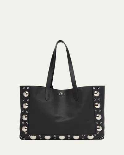 Valentino Garavani Men's Nellcote Large Studded Leather Tote Bag In Black