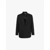 Valentino Wool And Silk Single-breasted Jacket With Rubberised V Detail In Nero