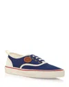 Valentino Garavani Blue Low Top Sneakers With Vlogo Patch On The Side In Cotton Man In Indigo Multi