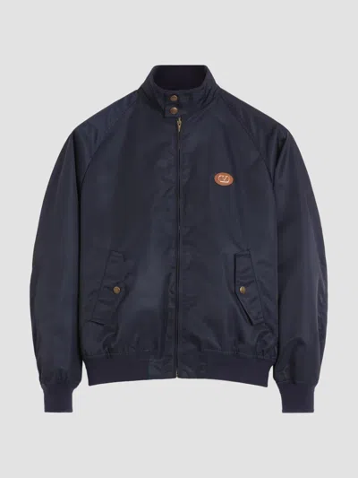 Valentino High Collar Bomber Jacket With Side Pockets In Blue