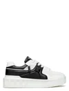 Valentino One Stud Xl Low-top Sneaker In Nappa Leather And Jacquard Toile Iconographe Technical Fabric In White