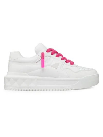 Valentino Garavani One Stud Xl Low-top Sneakers In White,pink Pp