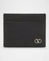 Valentino Garavani Men's Ostrich-effect Vlogo Card Holder In Black