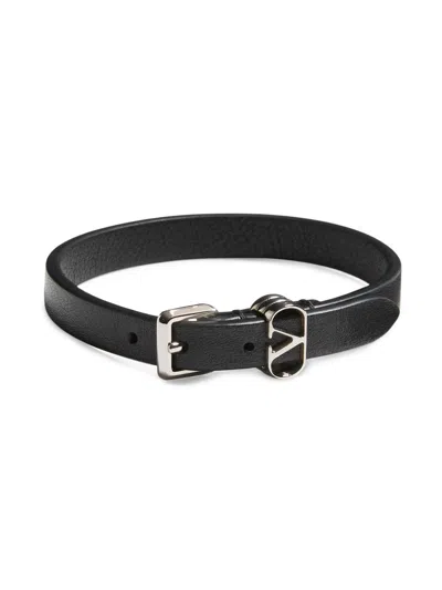 Valentino Garavani Men's Ovalette Calfskin Bracelet In Black