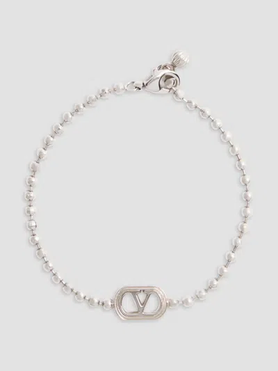 Valentino Garavani Men's Ovalette Metal Bracelet In White