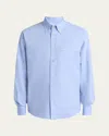 Valentino Men's Oxford Button-collar Dress Shirt In Blue
