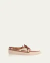 Valentino Men's Palm Avenue Canvas Boat Shoes In Tobacco