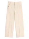 Valentino Wool Gabardine Trousers With Turn-ups In Burro