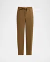 Valentino Men's Pintuck-front Drawstring Pants In Brown