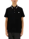 Valentino Garavani Black Polo Shirt With Classic Bicolor Collar And Logo Patch On The Front In Cotto In Black