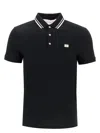 Valentino Garavani Black Polo Shirt With Classic Bicolor Collar And Logo Patch On The Front In Cotto