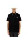 Valentino Garavani Black Polo Shirt With Classic Bicolor Collar And Logo Patch On The Front In Cotto