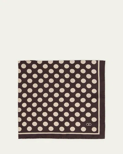 VALENTINO GARAVANI MEN'S POLKA DOT FOULARD SILK POCKET SQUARE