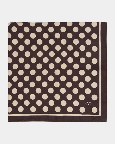 VALENTINO GARAVANI MEN'S POLKA DOT FOULARD SILK POCKET SQUARE
