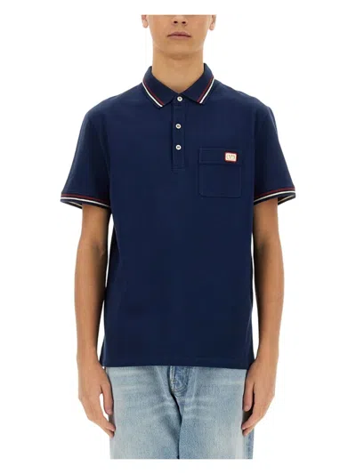 VALENTINO MEN'S POLO SHIRT WITH VLOGO PATCH