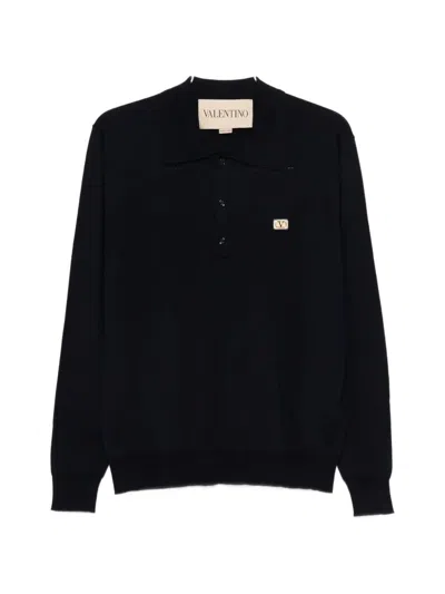 Valentino Men's Polo Sweater Ss26 In Blue