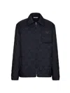 VALENTINO MEN'S QUILTED NYLON SHIRT JACKET WITH METALLIC V DETAIL