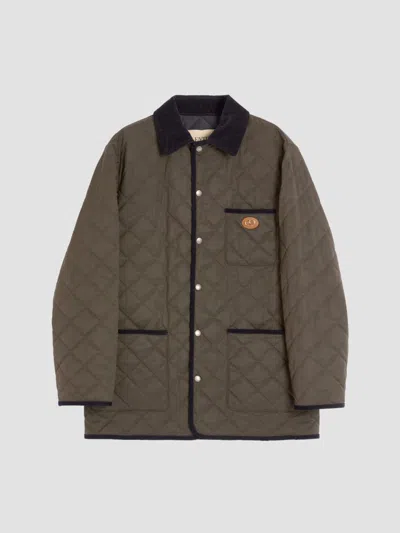 Valentino Quilted Nylon Shirt Jacket With Vlogo Patch In Brown