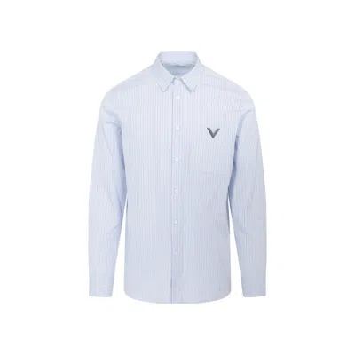 Valentino Regimental Striped Cotton Shirt In White