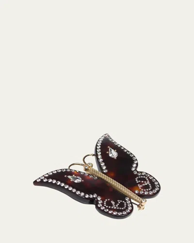 Valentino Garavani Men's Resin And Crystal Butterfly Brooch In Rfz Tartaruga