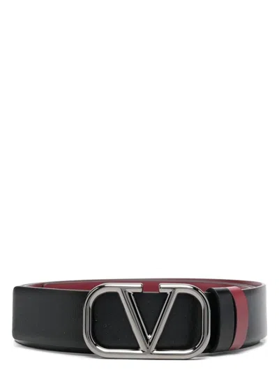Valentino Garavani Men's Reversible Buckle Belt H.30 In Nerorubino