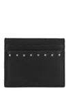 Valentino Leather Card Case In Nero