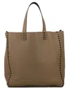 Valentino Men's Double Rockstud Reversible Leather Tote Bag In Brown