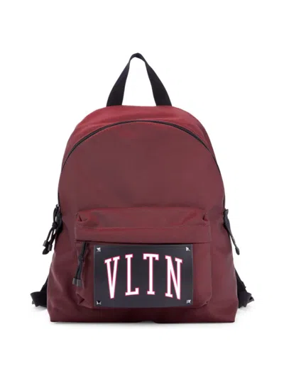 Valentino Garavani Men's Rockstud Logo Backpack In Bordeaux Red