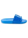Valentino Vlogo Studded Pool Slides In Black
