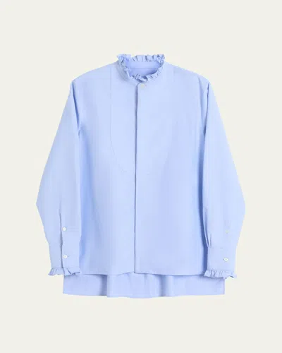 VALENTINO MEN'S RUCHED OXFORD SPORT SHIRT