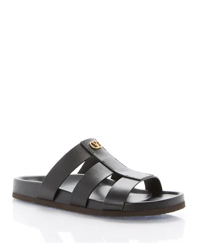 Valentino Garavani Studshield Logo-embellished Leather Sandals In Black