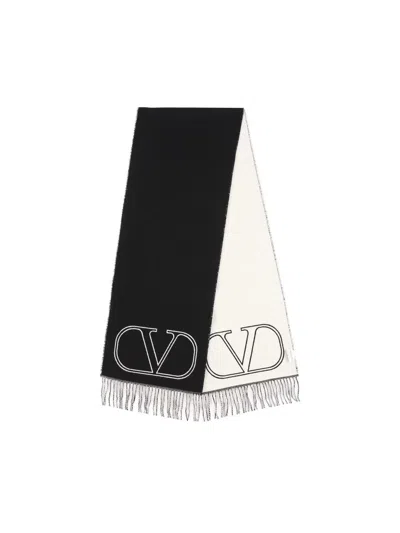 Valentino Men's Scarf Vlogo Signature In Nerobianco