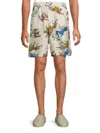 Valentino Men's Silk Bermuda Shorts In Utopia Beige Blue
