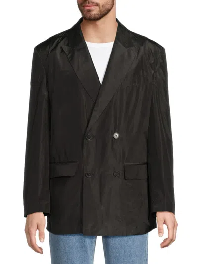 Valentino Men's Silk Double-breasted Modern-fit Blazer In Black