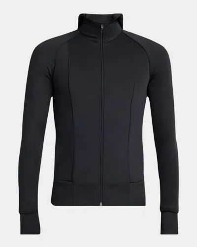 Valentino Men's Slim-fit Hooded Jersey Full-zip Jacket In Black