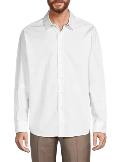 Valentino Men's Solid Long Sleeve Shirt In White