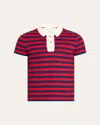 Valentino Garavani Striped Polo Shirt In Red Multi