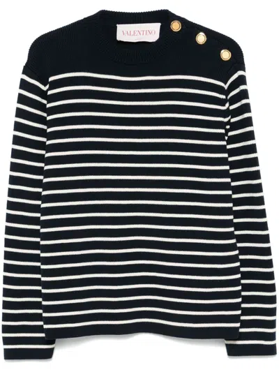 Valentino Maglione In Cotone Ricamato Uomo In Black